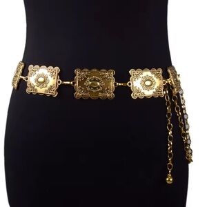 Antique Gold Filigree Medallion Chain Belt